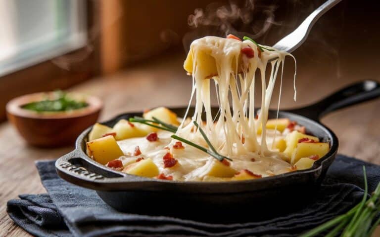 Geröstete Crozets mit Reblochon, eine ultra-schmelzende und käsehaltige Pfanne, die Sie vor Vergnügen dahinschmelzen lässt.